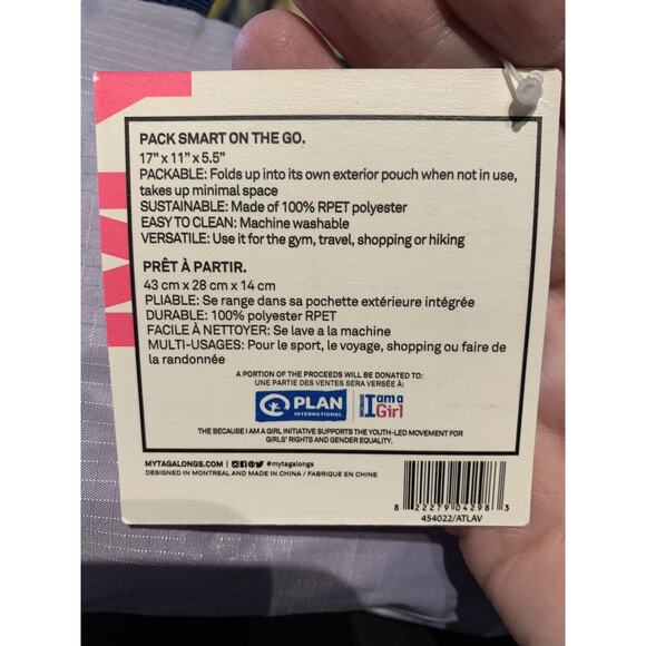 Mytagalongs Packable Travel Backpack Recycled Lavender My Tagalongs FAST SHIP - Picture 4 of 4